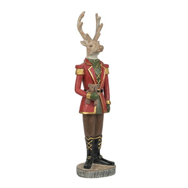 Poly-Figur Rentier Prancer Rote Uniform 37x9x8 cm