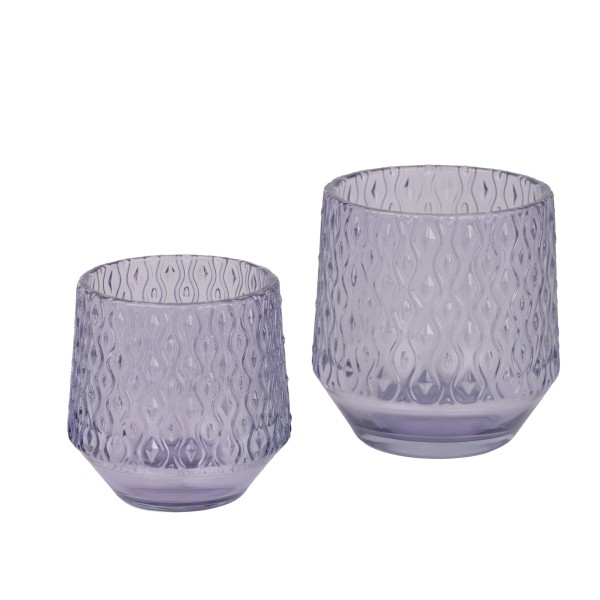 Teelichthalter Cynthia , Glas, flieder