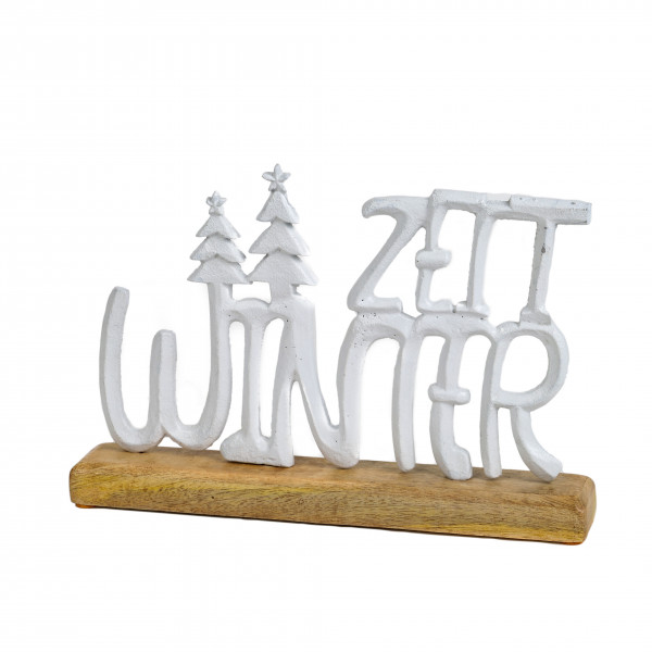Metall Schriftzug Winterzeit, weiß-matt, 22x5xH30cm
