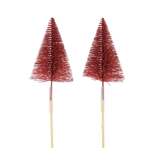 Baum-Stecker 6x9cm beglittert, rot Stecker 35cm