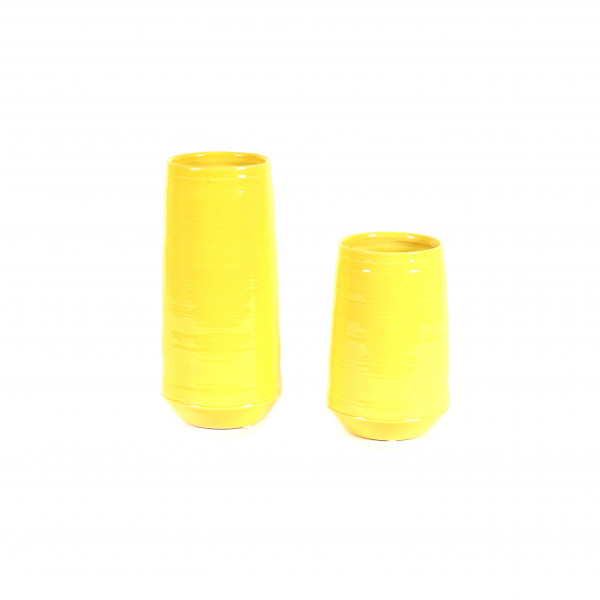 Keramik-Vase Elvia, gelb glänzend, 13x13xH20cm