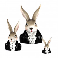 Poly Hasen-Büste Frederick 18x12xh21cm mit Hals-Tuch, schwarz-weiß Poly Hasen-Büste Frederick 18x12xh21cm mit Hals-Tuch, schwarz-weiß