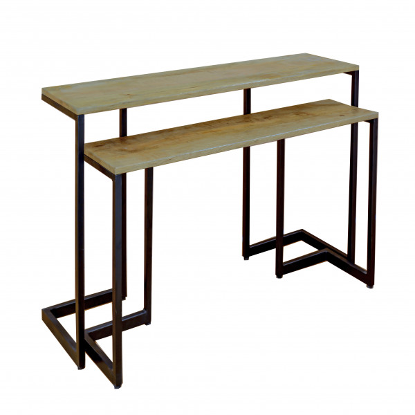 Sideboard Eclipse Mangoholz- Vierkanteisen, S/2 110x30x80 cm