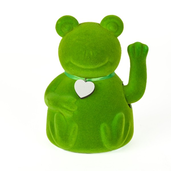 Winke-Frosch,grün,H:17cm, beflockt, Kunststoff, exklu.1xAA Batt.