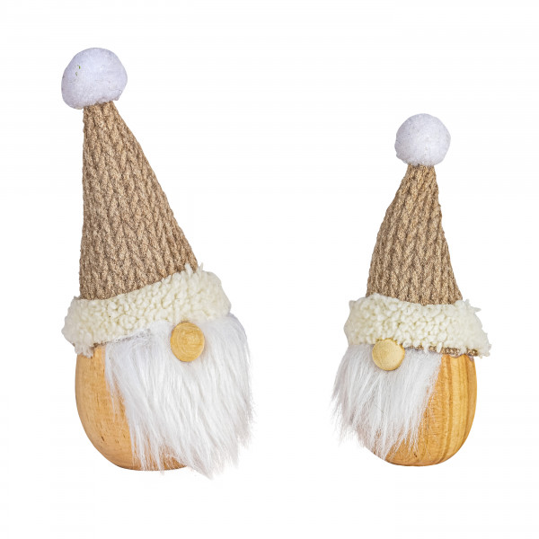 Niko, Holz, mit Strickmütze natur-weiss