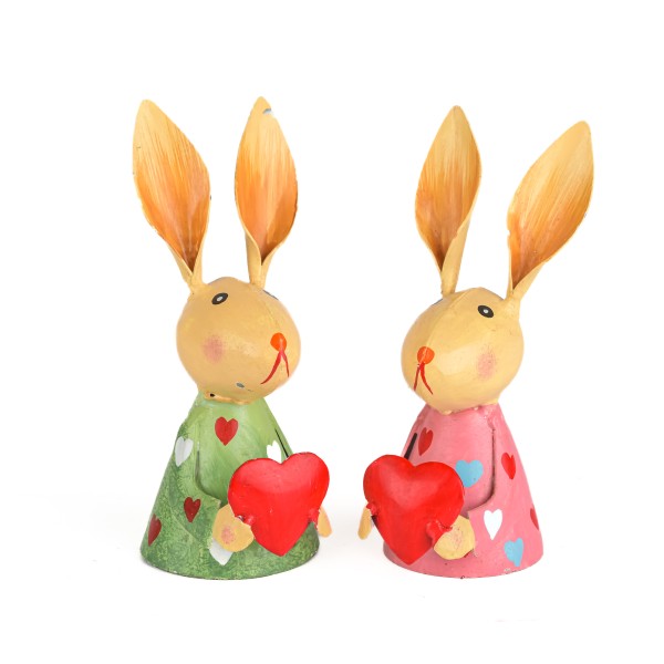 Metall-Hase,stehend,2Farben sort, 6x5x12cm