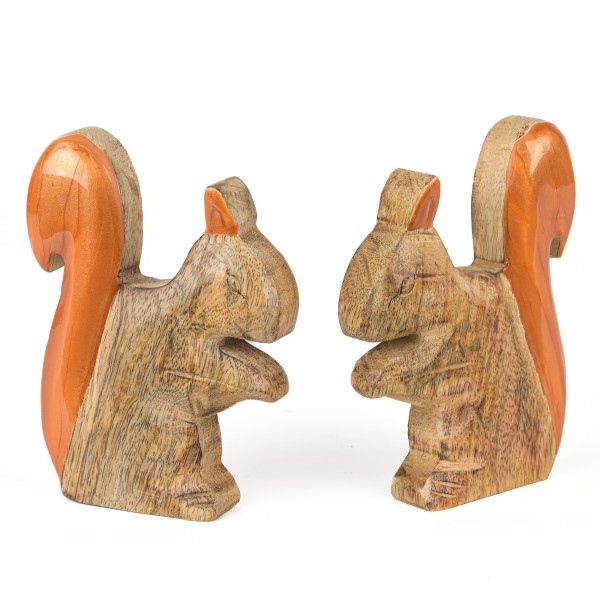 Holz-Eichhörnchen,11x2,5x15cm,2 Mod sort orange Emaille