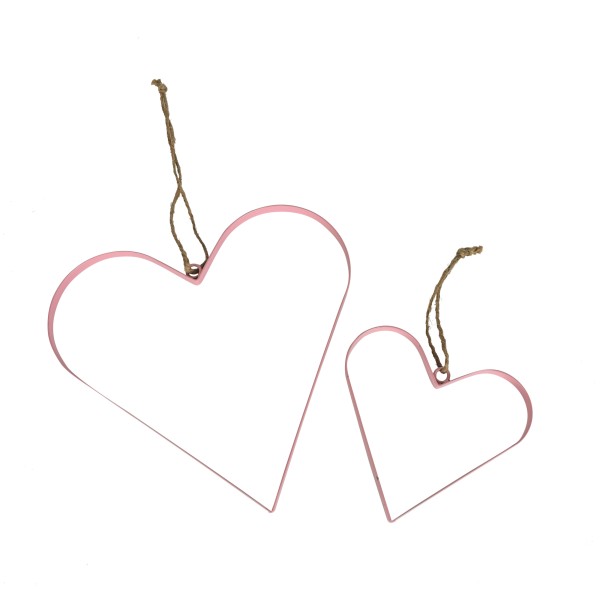 Metal - Hängeherz offen, an Jutekordel rosa