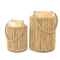 Deko Kordel-Laterne mit Glaseinsatz natur Deko Kordel-Laterne mit Glaseinsatz natur