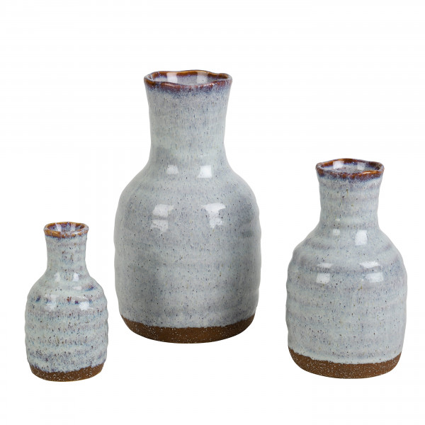Keramik-Flasche Sophia teilglasiert weiß