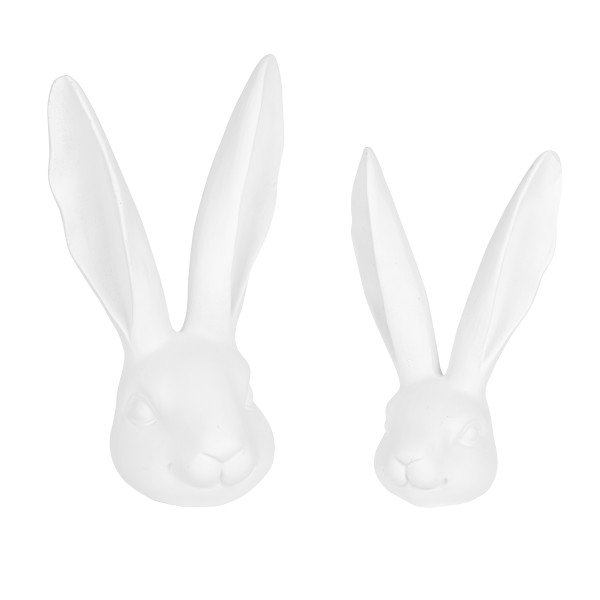 Poly Hasen Deko-Kopf mit langen Ohren weiß