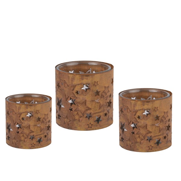 Metall-Windlicht Sternen-Meer mit Glas