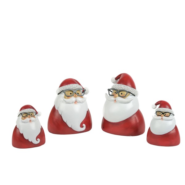 Poly Nikolaus mit Brille, rot/weiß 2 Modelle sort