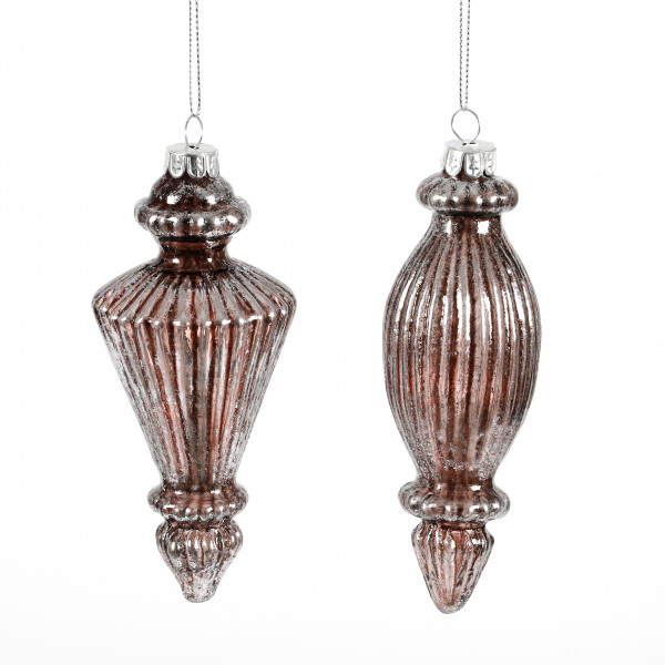Baumschmuck Spindel , Glas anthrazit,2 Mod.sort.6x14&4.5x14.5 cm