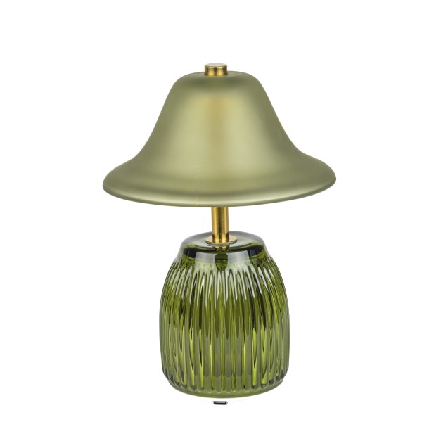Led Tischlampe Pilz grün Recharge Anschluss 15x21 cm