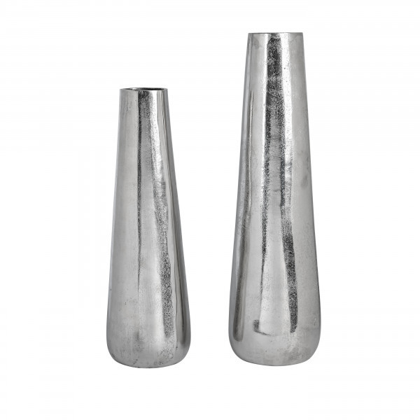 Aluguss Vase m breiter Öffnung, konisch, silber