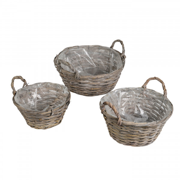 Rattan Pflanz-Schale mit 2 Griffen