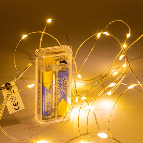 100 LED Lichterkette,990 cm+30 cm,indoor Silberdraht, Batterie, Timer 6/18 h