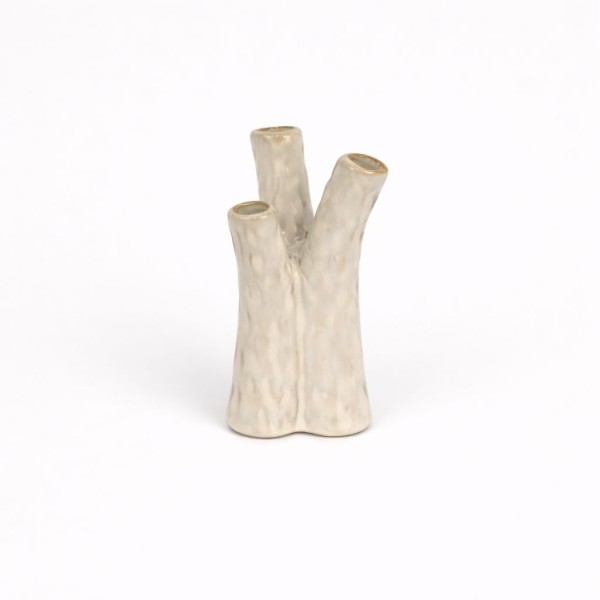 Keramik Vase Como für 3 Stiele 10,5x8,2xh21,1cm, weiß antik glasiert