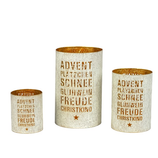 Windlicht Advent Plätzchen Schnee weiß