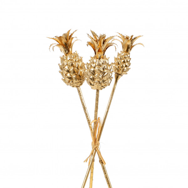 Ananas klein am Stab, 30 cm, gold Bund/3 St. sort.