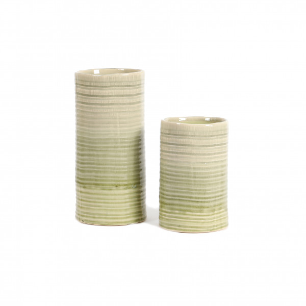 Keramik-Vase Kjetil grün Wasserglasur-Effekt