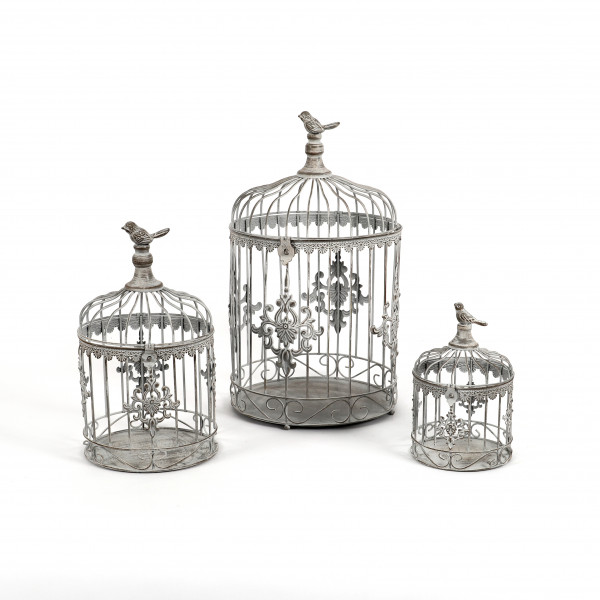 Vogelkäfig Danaos Metall, antik grau S/3 ,24x42/18x30/13x20 cm