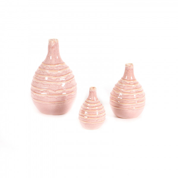 Keramik-Flasche Rose, rosa mit Streifen