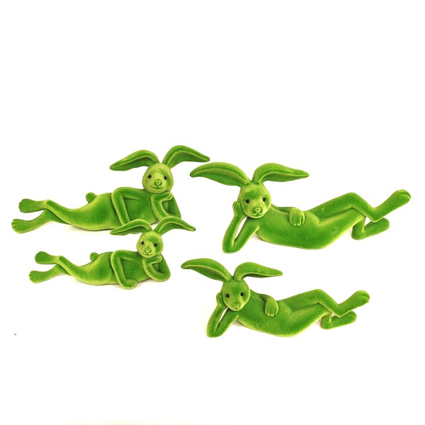 Hase Mats ,liegend/relaxing,grün,2 Mod.sort.,30cm,Kunststoff,beflockt 1.5mm