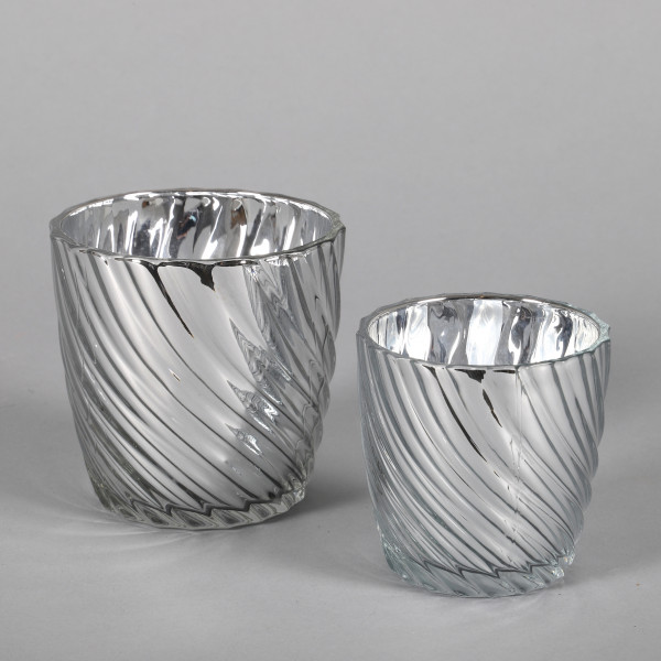 Teelichtglas Wave 5,5xh7,5cm, silber