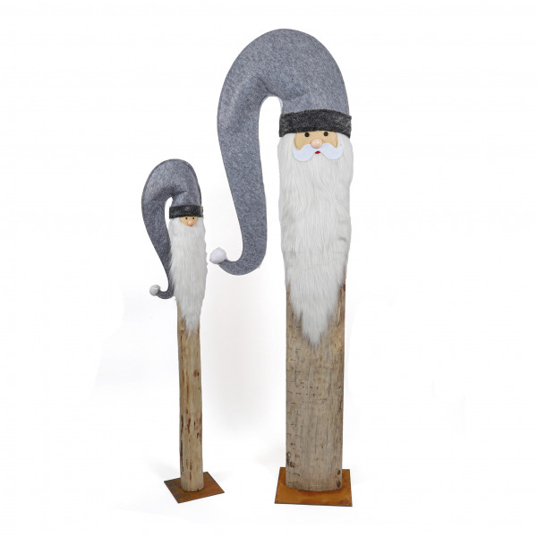 Santa, Filz-Holzstamm, grau-natur