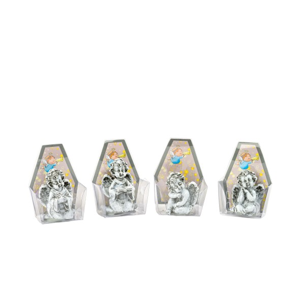 Poly-Trauer-Engel, mini, 5x3x7cm, grau- antik, 24 St im einer Displaybox