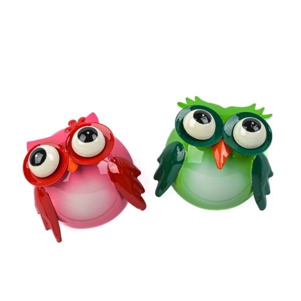 Metall Eule Runa 7x4x7,5 cm, mit Magnet, 2 Farben sortiert