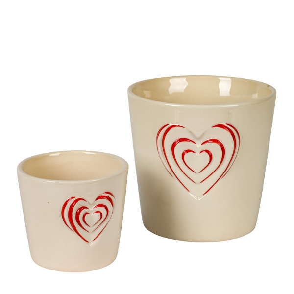 Keramik Topf LOVE mit Herz-Dekor rot/weiß