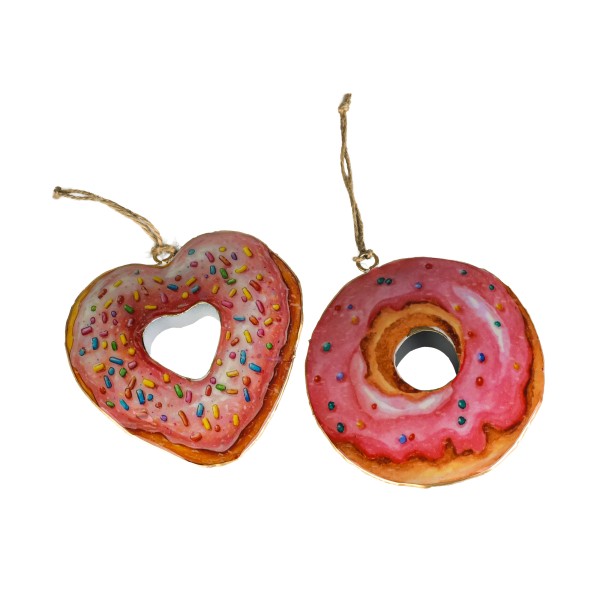 Metall-Donuts zum Hängen, 2 Mod.sort. in Box, 10 x 10 cm