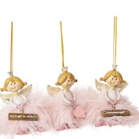 Poly/Plüsch Schutzengel Talia Hänger pink, 3 Mod sort, 5,5x5x11,5 cm Poly/Plüsch Schutzengel Talia Hänger pink, 3 Mod sort, 5,5x5x11,5 cm