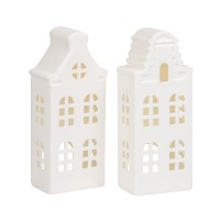 Keramik Teelicht - Haus Rostock , weiß, 8x5xh19cm Keramik Teelicht - Haus Rostock , weiß, 8x5xh19cm