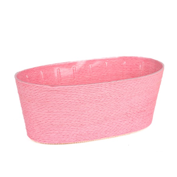 Kordel-Korb Jardiniere oval, 23x12xh10cm rosa, mit Kunststoffeinsatz