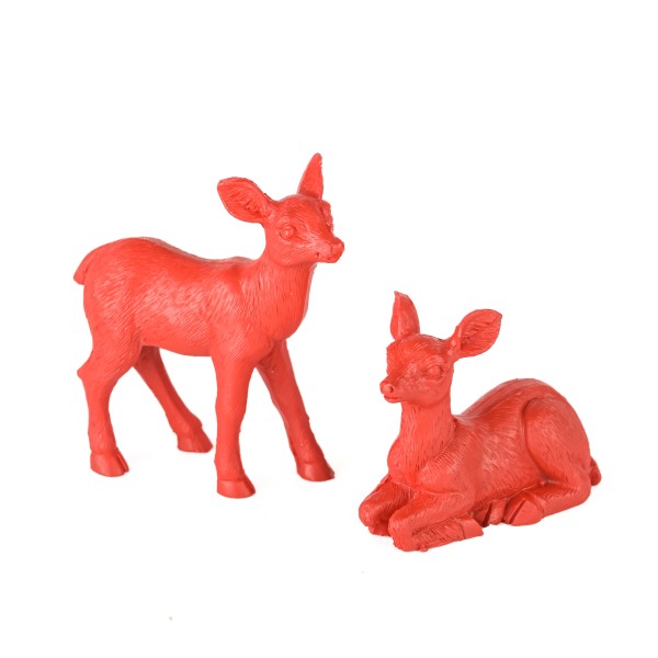 Poly-Bambi,stehend/liegend sortiert 5,3x2,5x4,5cm, rot