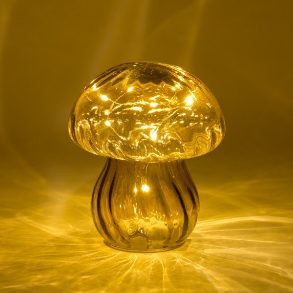 Glaspilz m. Ledlicht 13x15 cm kastanienbraun