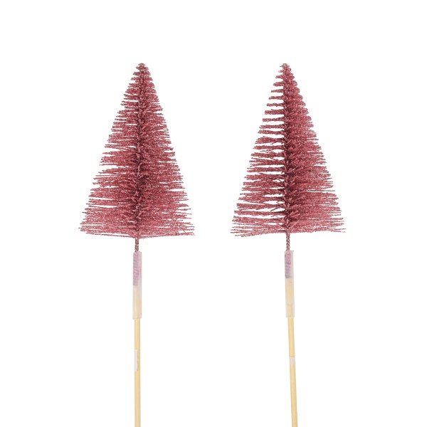 Baum-Stecker 6x9cm beglittert, rosa Stecker 35cm