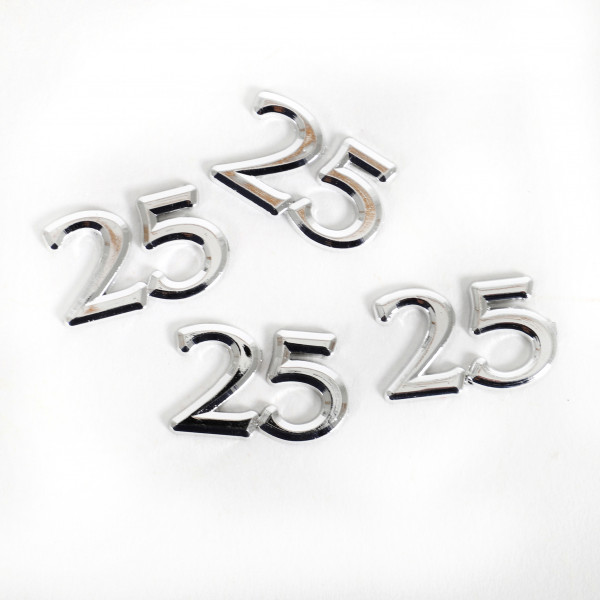 Streuteile Zahl 25 silber Blt. x 4 Stück