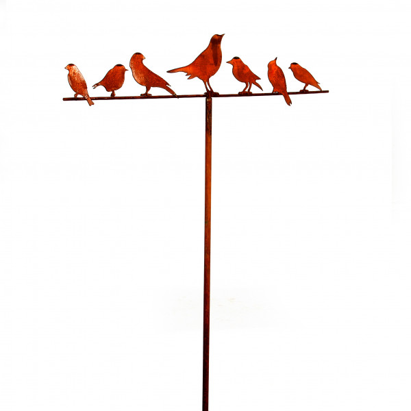 Stecker Vögel auf der Stange M etall, rost, 165x70 cm