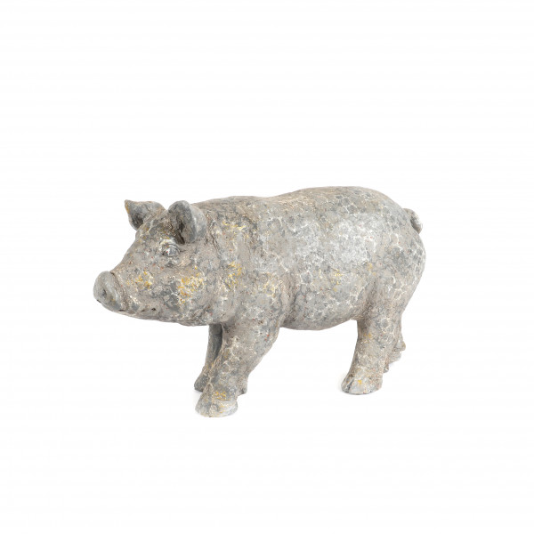 Magnesia Deko-Schwein Lucky, Stein- Optik grau-antik, 57x18x33cm