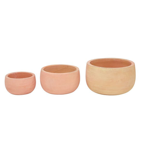 Terracotta-Schale, bauchig Set/3, terrac -antik, D22xh13/32xh17/37xh22cm