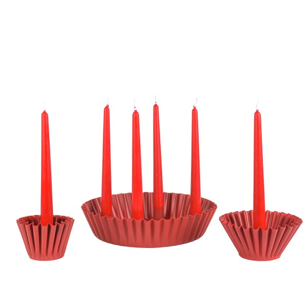 Spitzkerzenhalter Gâteau rot groß, aus Metall, 15 x 8 cm
