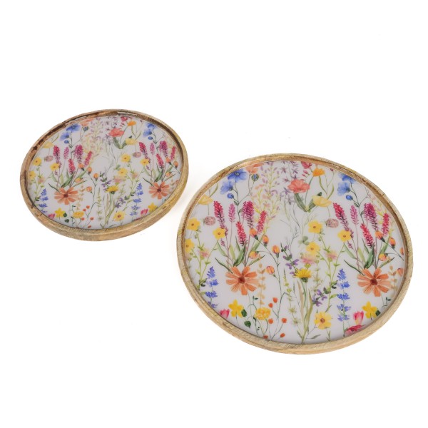 Holz-Tablett Blumenwiese