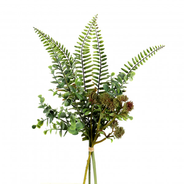 Sedum/Farn/Eucalyptus-Bouquet 42cm, grün