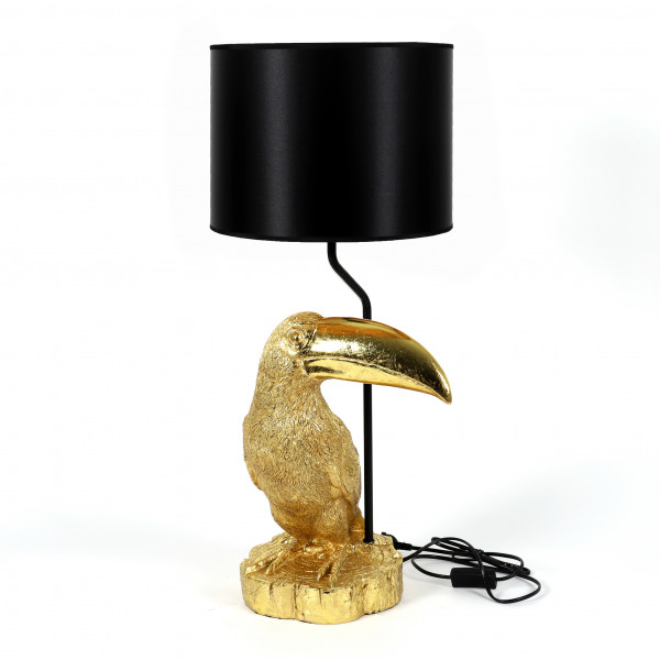 Deko-Lampe Toucan gold, 37x35xh.70cm Schwarzer Lampenschirm innen gold
