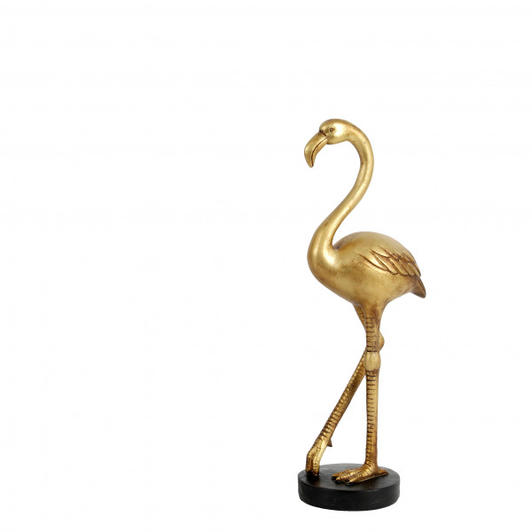 Poly Flamingo Annella 12x8xh.31cm gold antik a.Schwarzem Sockel